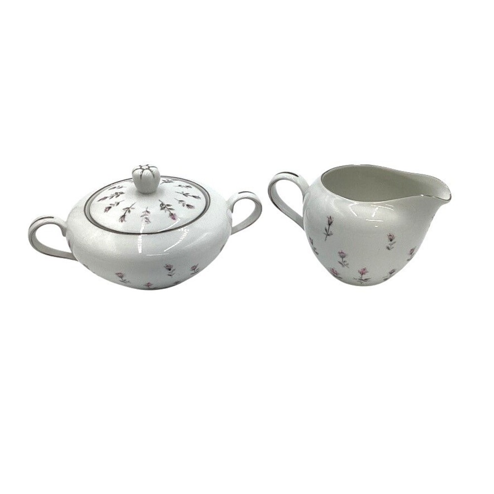 Harmony House Rosebud 3534 Fine China Sugar Bowl and Creamer Set Japan‎ Vintage
